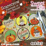 Halloween Machine Embroidery Design - Scarecrow Table Runner 
